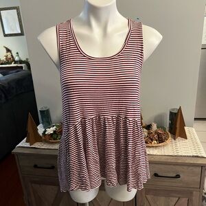 Pixi & Ivy burgundy and white striped tank